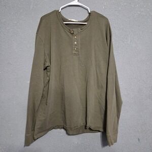 Schaefer Outfitter Mens XXL Henley heavy Shirt Long Sleeve Cotton Olive Green